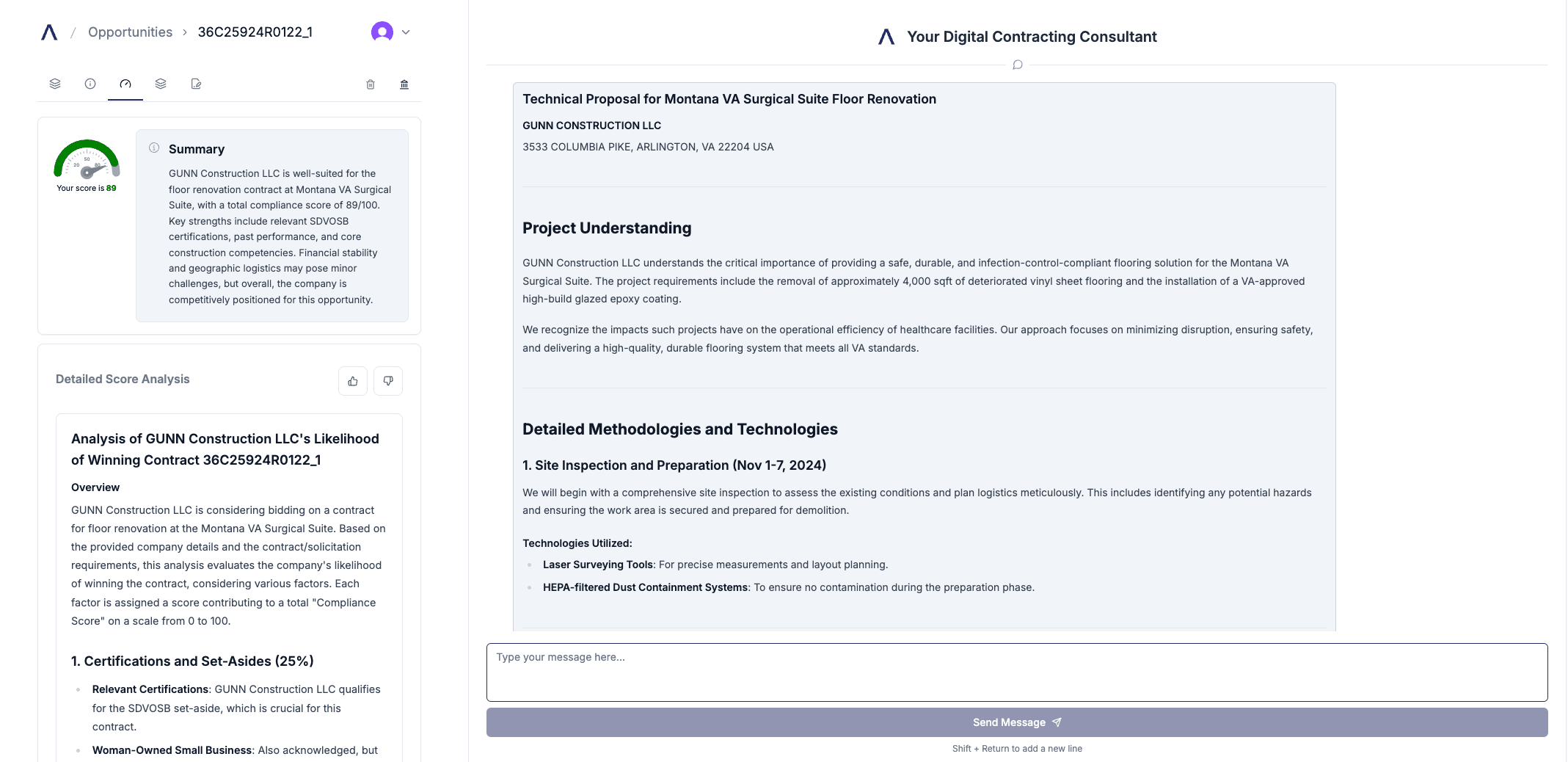 CLEATUS creates proposal elements such as staffing plans, technical approaches, and pricing models.