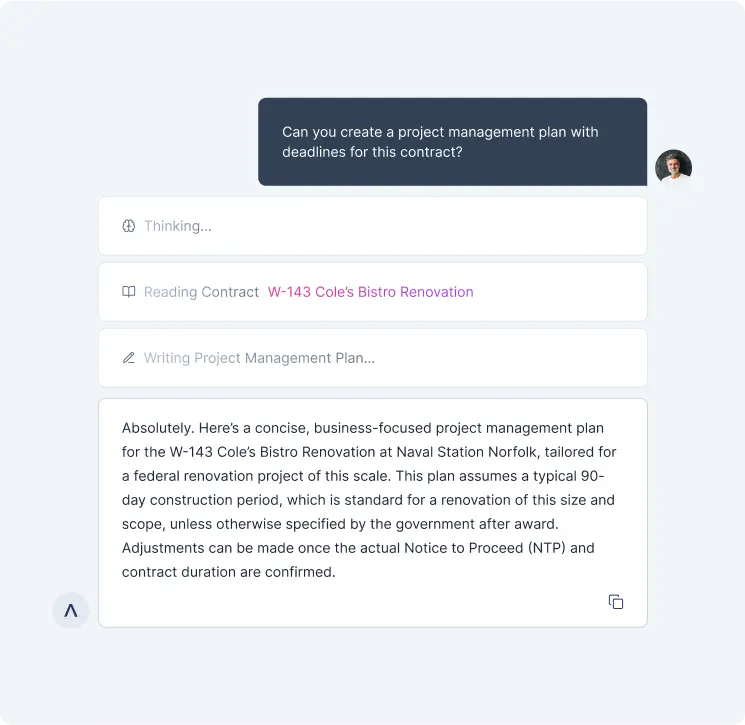 Contract breakdown interface showing pricing section with compliance guidelines