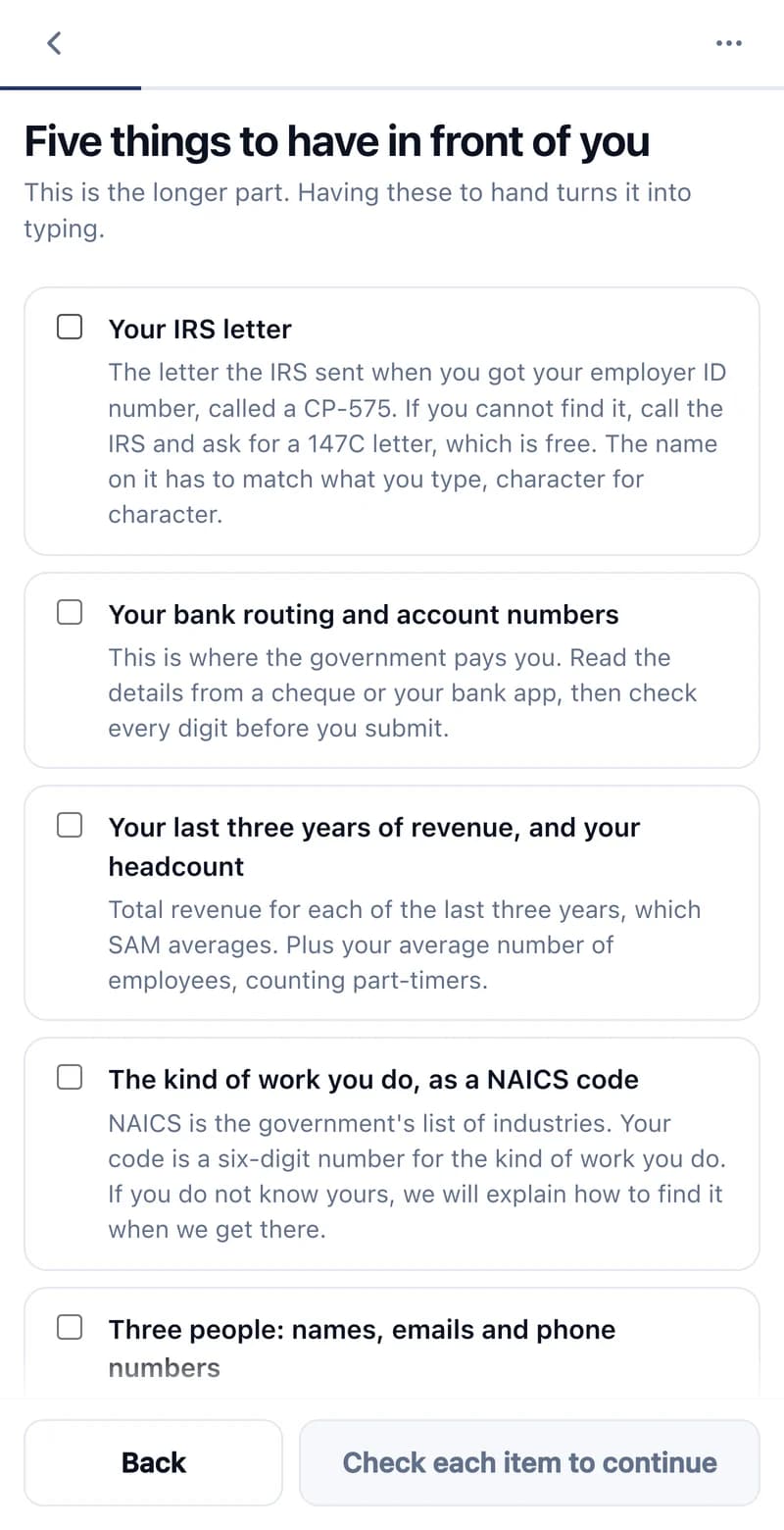 The side panel listing five things to have in front of you, starting with the IRS CP-575 letter.