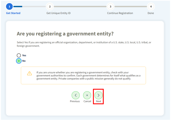 Step 21: Government Entity Question