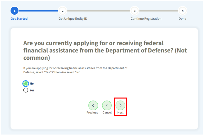 Step 22: Financial Assistance Question