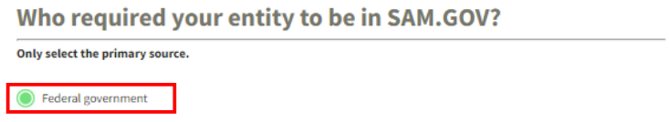 Step 19: Select Federal Government