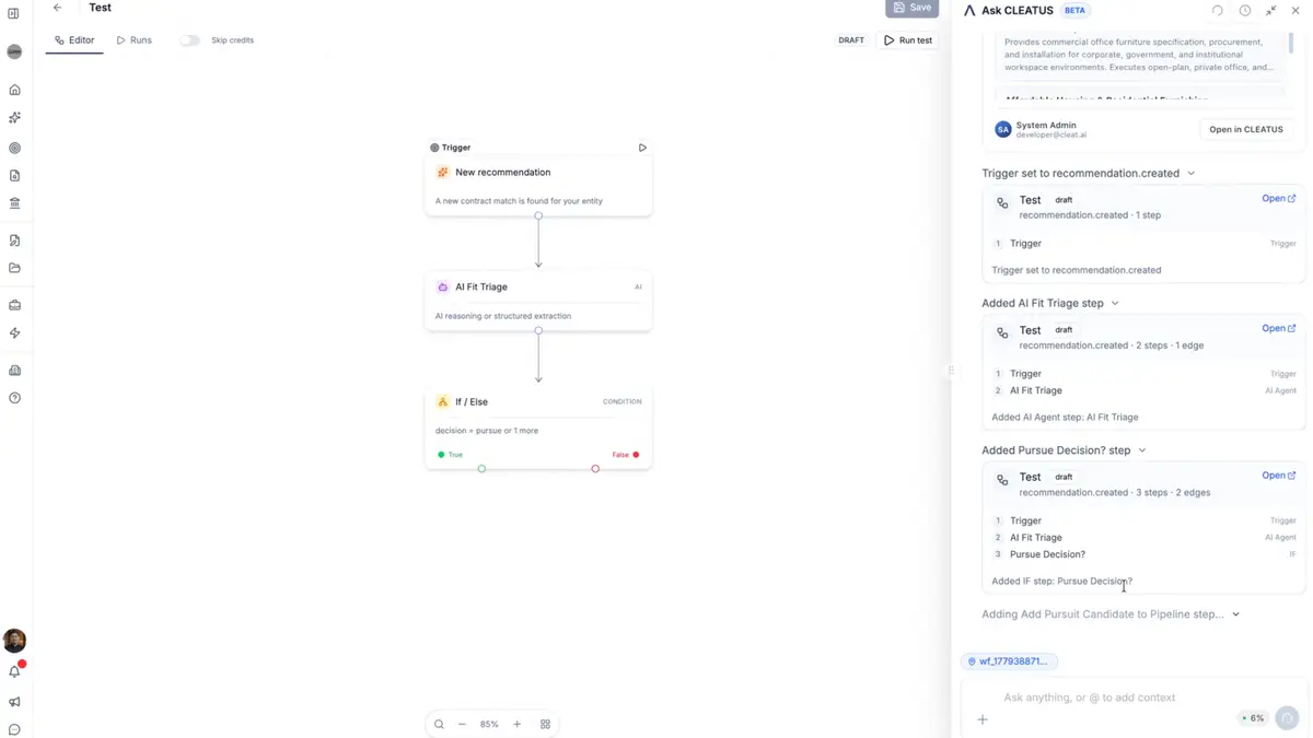 Build new workflows right from the home chat ๐