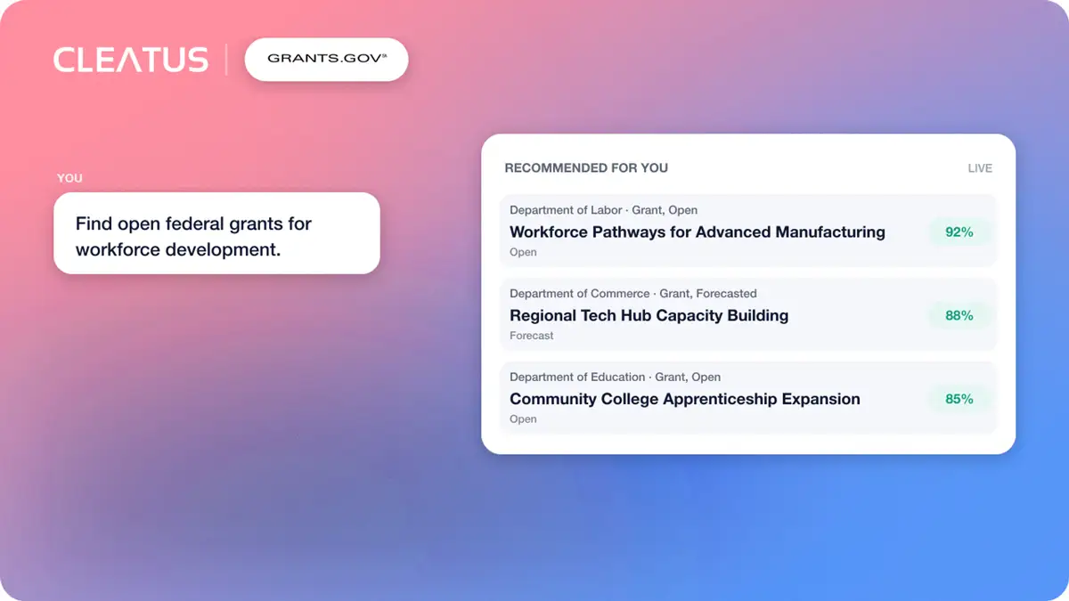 Federal grant opportunities are coming to CLEATUS ๐ฑ